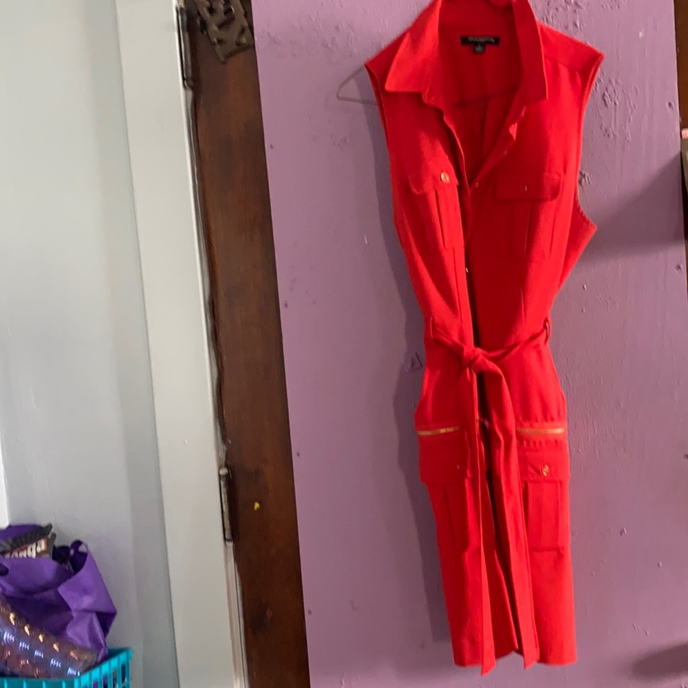 Red dress with gold buttons & zipper🔥🔥🔥